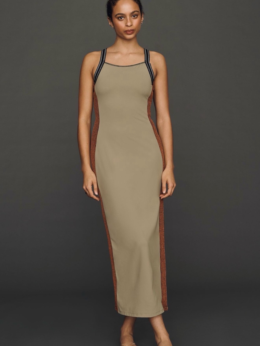 DAILY PRACTICE OPEN BACK COLUMN MIDI DRESS